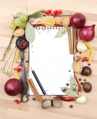 notebook for recipes and spices