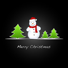 Merry Christmas - Schneemann - Bäume - Schwarz