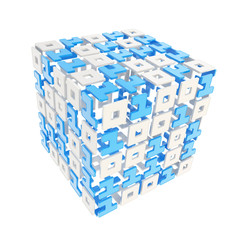 Fototapeta premium Dimensional cube made of ones and zeros isolated on white