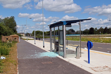 Vandalised bus stop