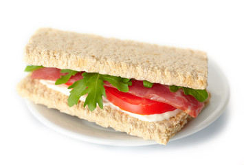 Homemade sandwich with bacon