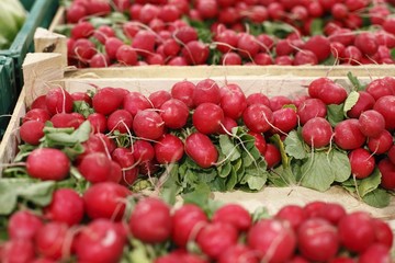 Red beets in a big grocery