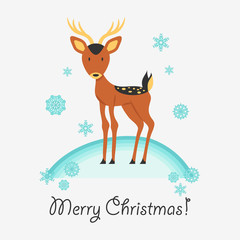 Christmas card with cute deer