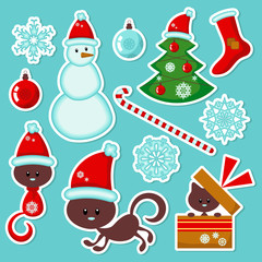 Cute Christmas stickers set
