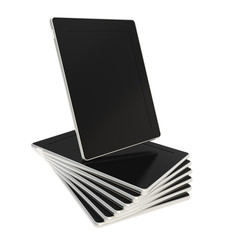 Twisted stack of pad tablet electronic devices