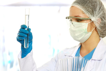 A female doctor working at the laboratory