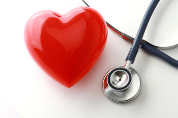 An image of a stethoscope and a red heart