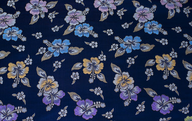Obraz premium Blue chinese fabric with floral pattern