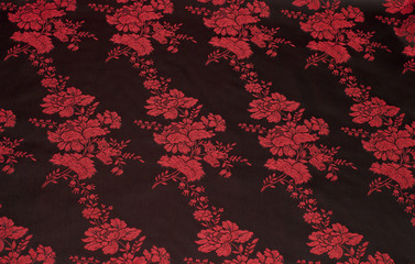 Black silk with floral pattern