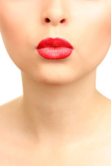 beautiful make up of glamour red gloss lips