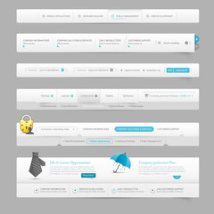 web design template navigation elements with icons