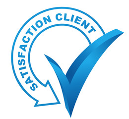 satisfaction client sur symbole validé bleu