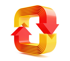 3D arrows. Recycle symbol.