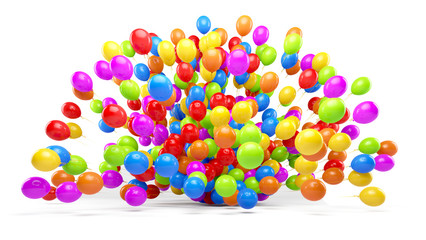Lots of colorful balloons forming a explosion