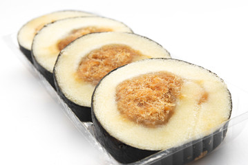 Japanese style sushi with shredded pork