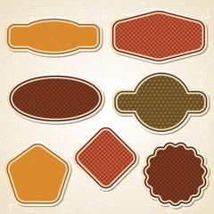 Textured labels and stickers set in retro style.