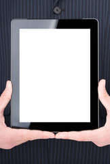 Businessman holding digital tablet with clipping path