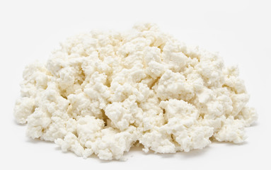 Fresh cottage cheese isolated