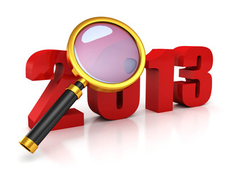 new 2013 year red symbol under magnifier