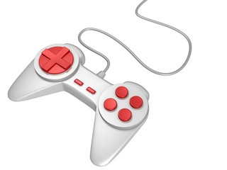 white game controller joystick on white background