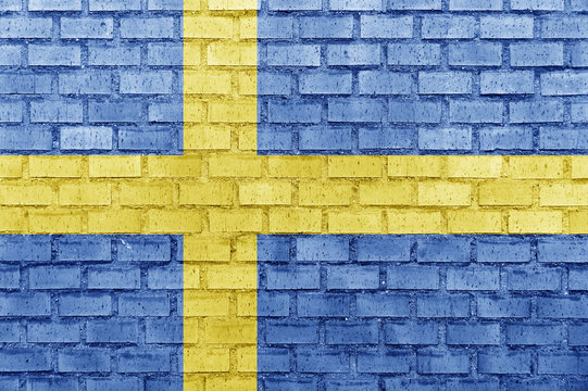 Sweden flag on a brick wall