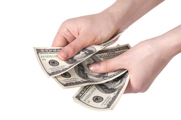 Female hands counting money