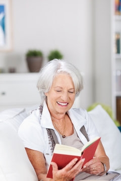 entspannte seniorin liest ein buch