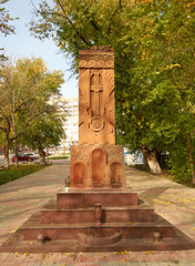 Fototapeta na wymiar Khachkar (cross-stone). Saratov.