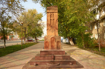 Fototapeta na wymiar Khachkar (cross-stone). Saratov.
