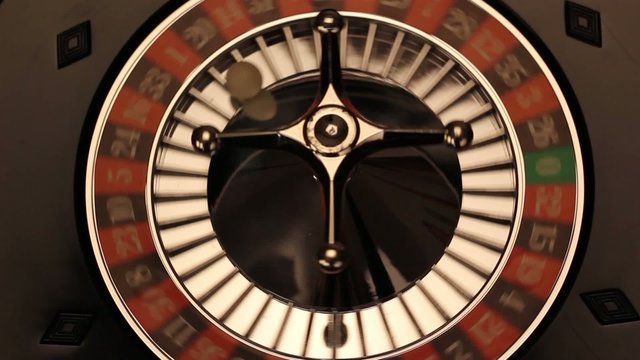 Spinning Roulette wheel with ball