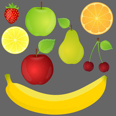 Set of fruit. Vector illustration.