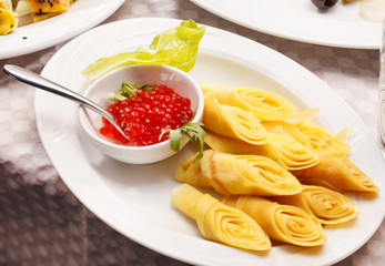 pancakes with caviar