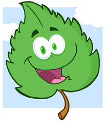 Green Leaf Cartoon Character