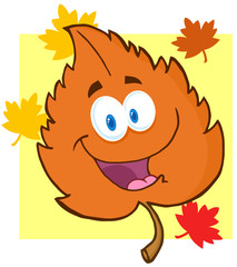 Orange Leaf Cartoon Character