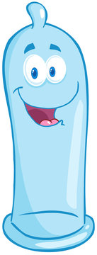Happy Condom Cartoon Mascot Character