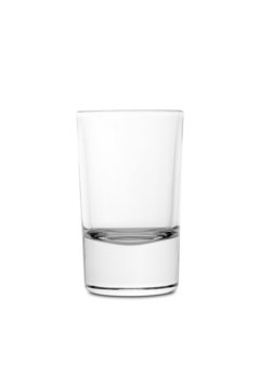 Empty "shot" glass for alcoholic drink isolated on white backgro