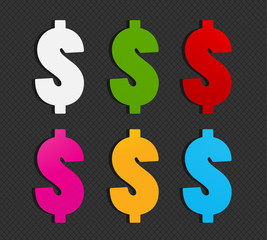 colorful dollar symbol set