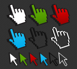 colorful cursor set internet concept