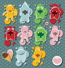 Washable wall murals Creatures Set of cute little monsters, vector