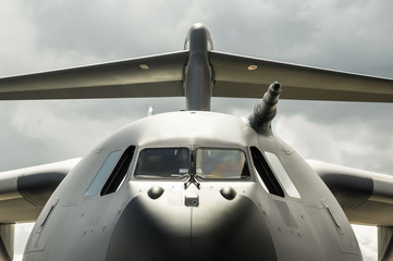 Fototapeta na wymiar nose and tail of a military cargo aircraft