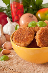 delicious fresh cutlets in a bowl 
