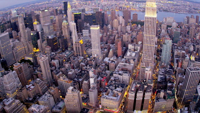 Aerial view Empire State Building, Queens, New York, USA,