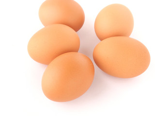 Japanese fresh brown eggs isolated on white background