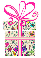 Gift box with holiday pattern