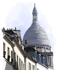 Cercles muraux Art Studio view of Montmartre in Paris