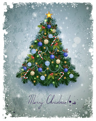 vintage greeting-card with Christmas fir-tree