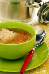 Soup with pasta and chicken.