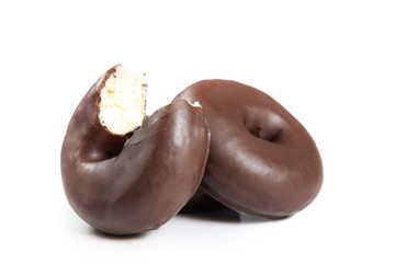 chocolate donut with bite