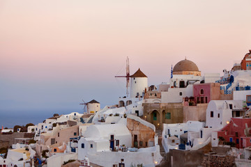 Pink sunrises in Santorini