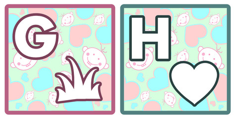 The alphabet for children, g and h.